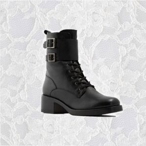 Aldo Black Ankle Boots with Buckle Detail